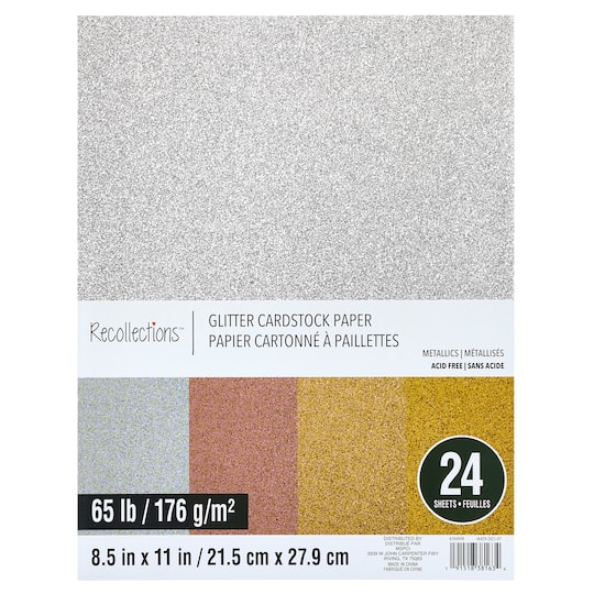 12 Packs: 24 ct. (288 total) Metallic Glitter 8.5" x 11" Cardstock Paper by Recollections™